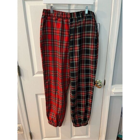 Almost Famous Mixed Plaid Elastic Waist Jogger Pants Punk Dark Academia Sz XL NW - Picture 1 of 7